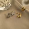 Earrings Fashion Creative Design Sense Silver Stud Earrings Temperament Versatile Hollow Earrings Girl Style Jewelry