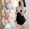 Ice Silk Pyjamas Sexy Lace Suspenders Shorts Black Two-Piece Homewear Large Size 2xl Women Solid Comfortable Casual Sleepwear