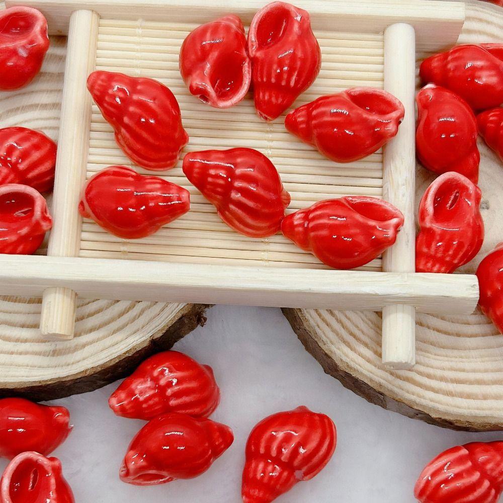 10Pcs Fresh Color Ceramic Spacer Loose Beads Ceramic Jewelry Making Material Conch Shell Bead Gift