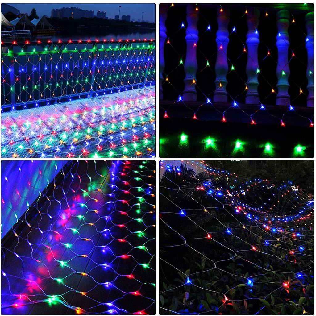 Net Lights, Outdoor Net String Lights 192LED 3*2 Meter 8-Modes with 30V Safe Voltage for Christmas Wedding Garden Decorations