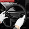 For Tesla New Model 3 Highland 2024-24 Accessories Steering Wheel Cover Real Dry Carbon Fiber 3K240G Steering Wheel Shell Decor