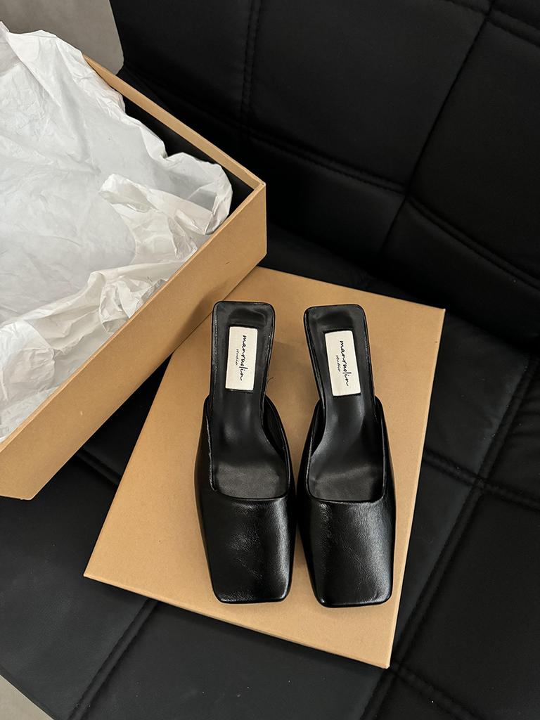 Модные женские тапочки 2024 года, летние новые мюли, дизайнерские туфли Мэри Джейн с квадратным носком, женские модные босоножки на низком каблуке, Zapatos De Mujer