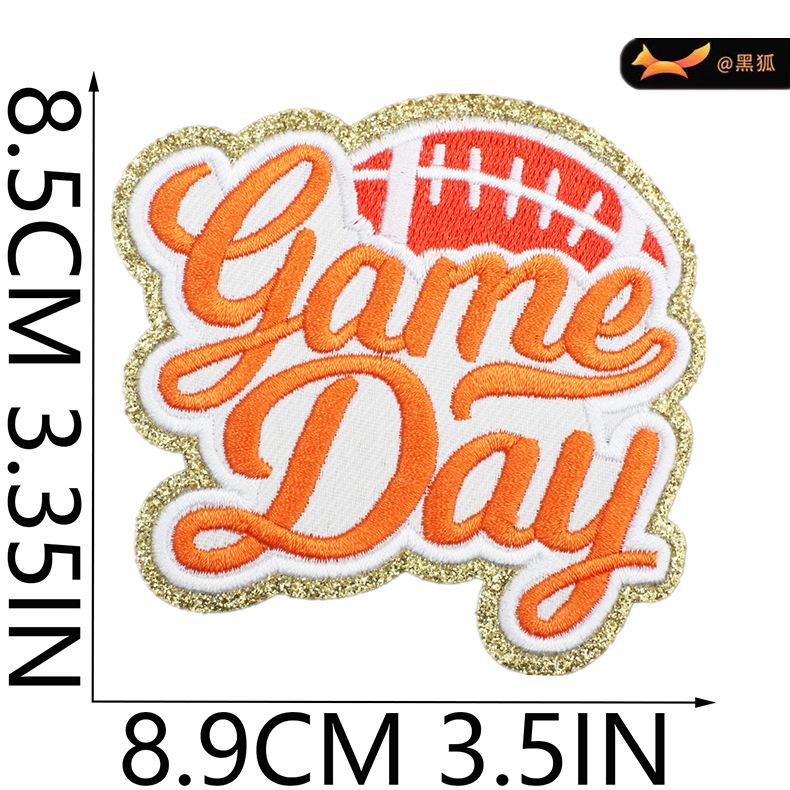 Black Fox Glitter Powder Football Chenier Embroidery Cloth Sticker Baseball Uniform Decoration Diy Patch