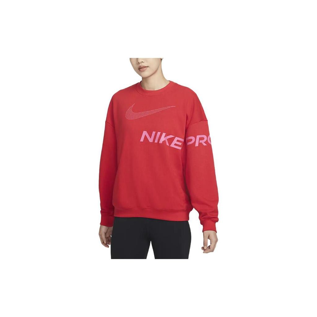 Nike Letter Logo Print Fleece Crew Neck Sweatshirt Women Tops University-Red DX0075-657