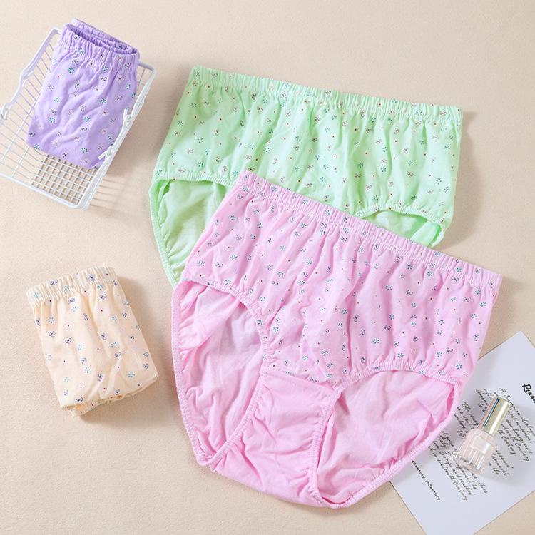 100% Хлопок Трусики женские больших размеров с высокой посадкой, дышащие, с узором - Удобные трусики-треугольники для мам среднего и пожилого возраста