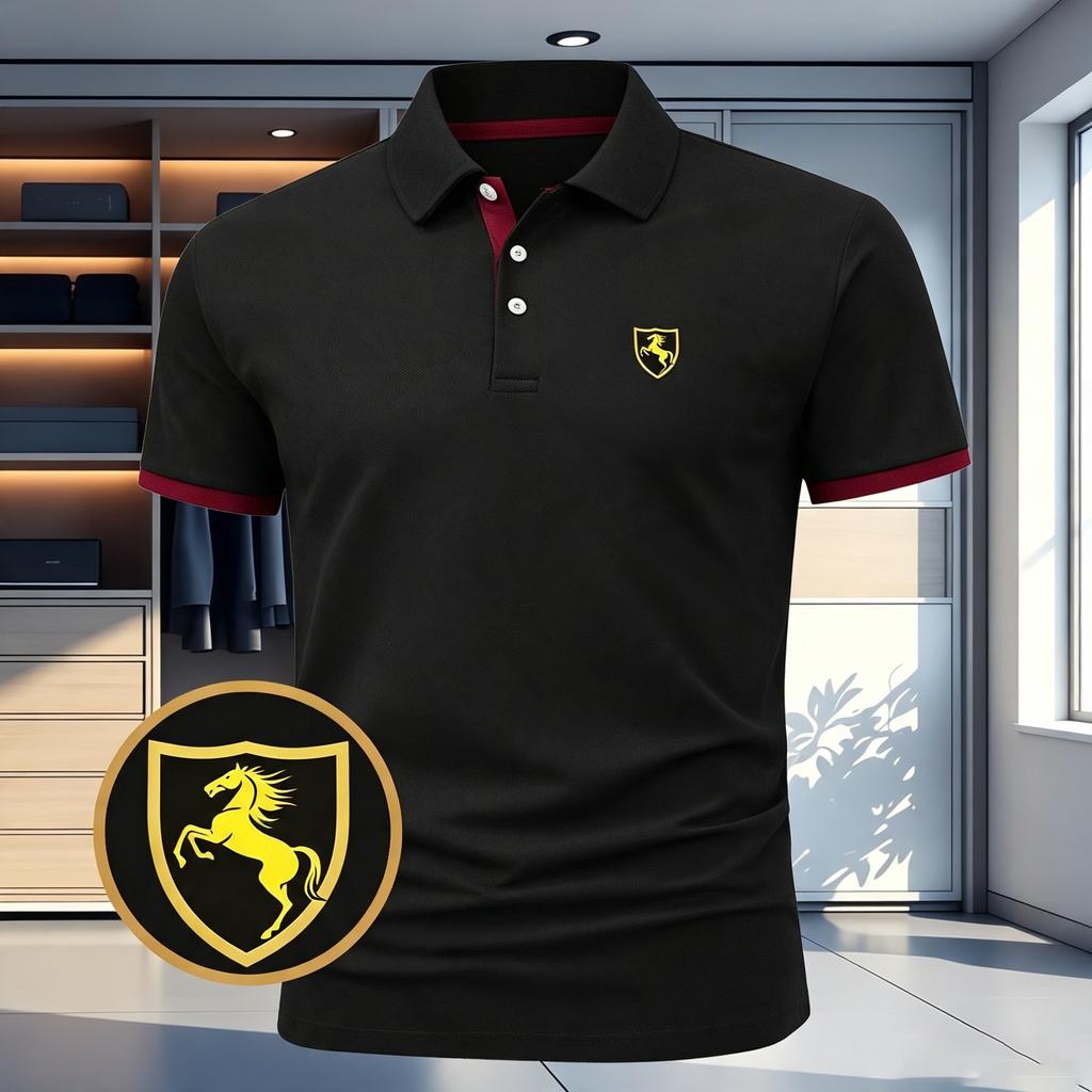 Sports & Casual Short-Sleeve Polo Shirt 3Button Collar, Color-Blocked Trim, Soft, Moisture-Wicking, Perfect for Sports and Everyday Wear