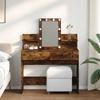 Makeup Vanity with LED Lighting Smoked Oak Finish 100 x 40 x 130 cm