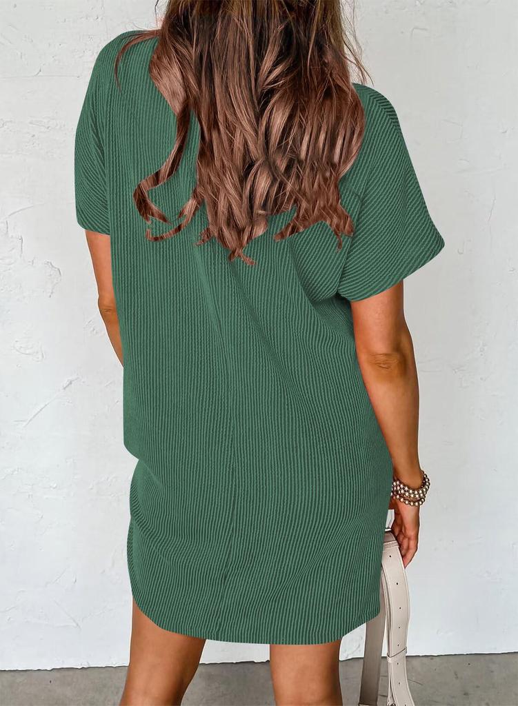 Women's Summer Casual Color Block Twist Stripe Dress with Pockets - 2024 Collection