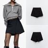 Za2024 Spring New Women's Clothing Versatile Asymmetric High Waist Black Cross Closed Pantskirt 1971229 800
