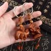 Ethnic Bag Pendant Lucky Key Chain Chinese 12 Zodiac Keychain Engraving Wood Keyring Mahogany