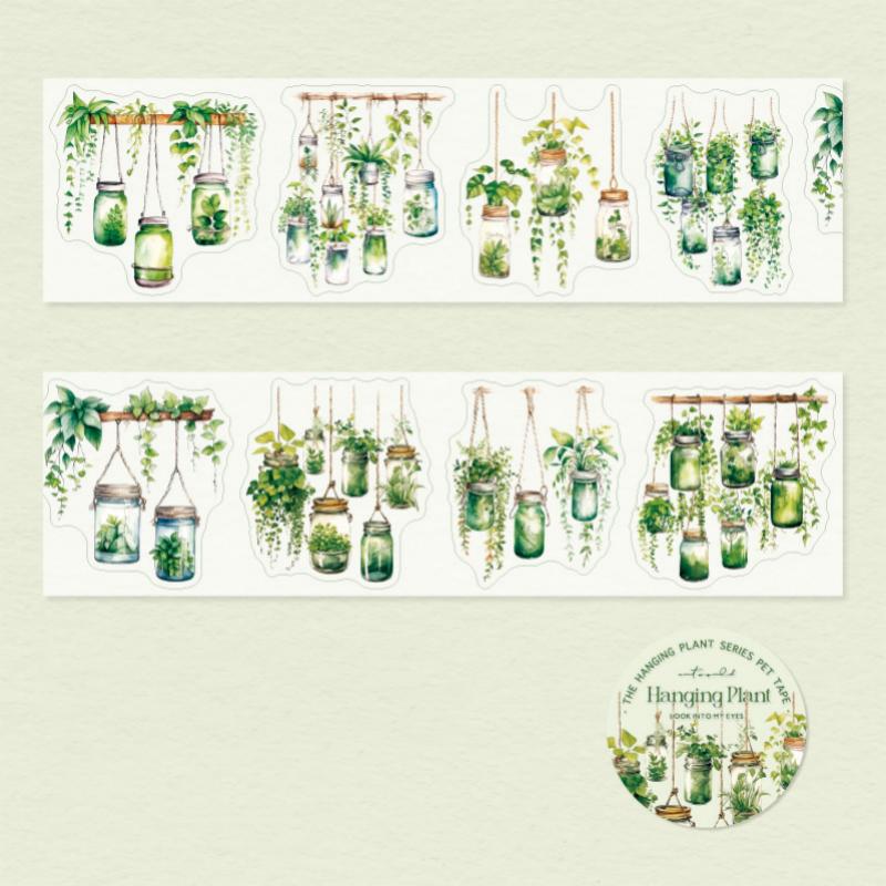1 Roll Masking Tape 2m Hanging Potted Plants Die-Cut Tape Scrapbook DIY & Journal Planner Decoration For Phone Case Notebook