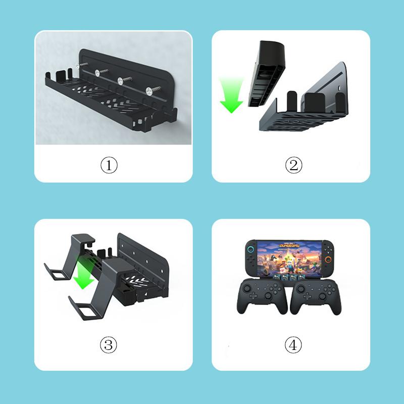 2026 Настенный кронштейн-подставка для консоли Switch 2 с держателем для 8 картриджей с играми + 2 крючка для контроллеров Pro Совместим с Nintendo Switch 2