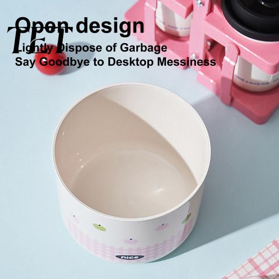 Bathroom Vanity Storage Desktop Trash Can with Flip-top Lid, Macaron Colors Castle Roof Shape, Bedroom Decorative Mini Bin for Office Desk And