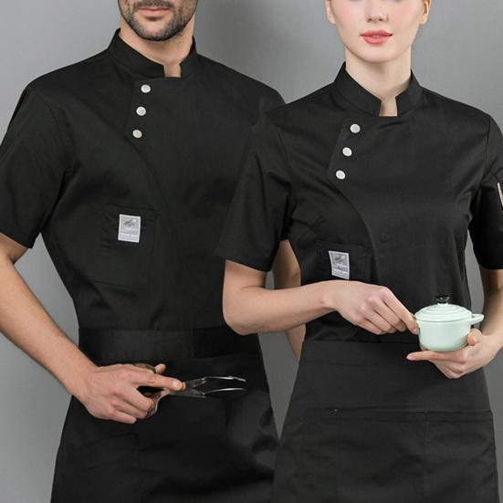 Униформа для общественного питания, шикарная кухонная одежда с короткими рукавами, рубашка официанта, дышащая рубашка унисекс, униформа шеф-повара, кухонная одежда