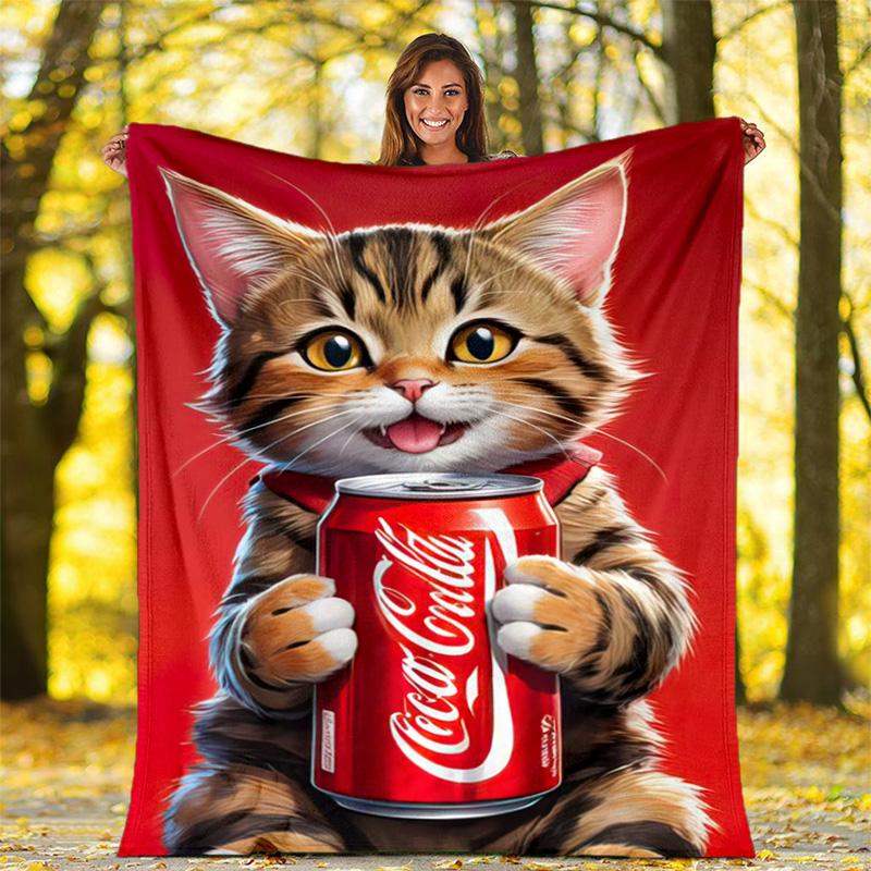 Christmas gift Halloween themed cola beverage Coca Cola blanket soft home furnishing nap decoration four seasons warm Sherpa blanket U26