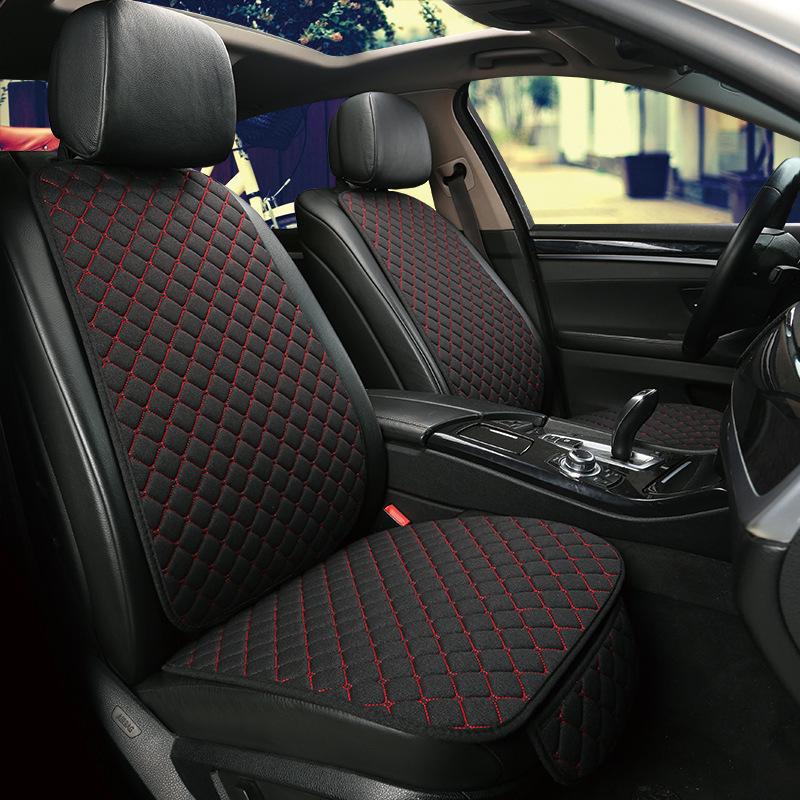 Universal Linen Car Seat Cushion Set - 5-Seater, 3-Piece, All-Season Comfort