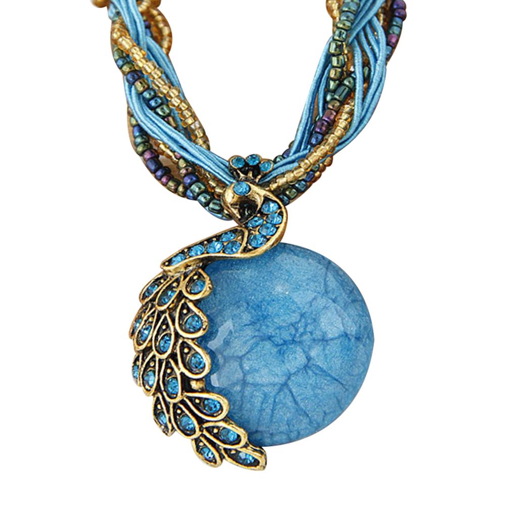 Peacock Necklace Gift Zricon Opal Bohemian Inlaid Pendant
