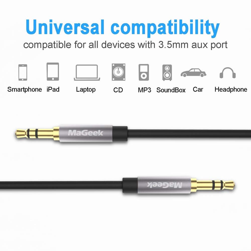 MaGeek Audio AUX Длинный штекер-папа к штекеру-папе Вспомогательный аудио кабель 3,5 мм, совместимый с Beats, автомобилем, домом и всеми аудиоустройствами с AUX-портом, (2,0