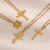 Zircon Butterfly Chain Cross Necklace for Women Stainless Steel Pendant Necklaces Choker Wedding Jewelry Trip Accessories Gifts