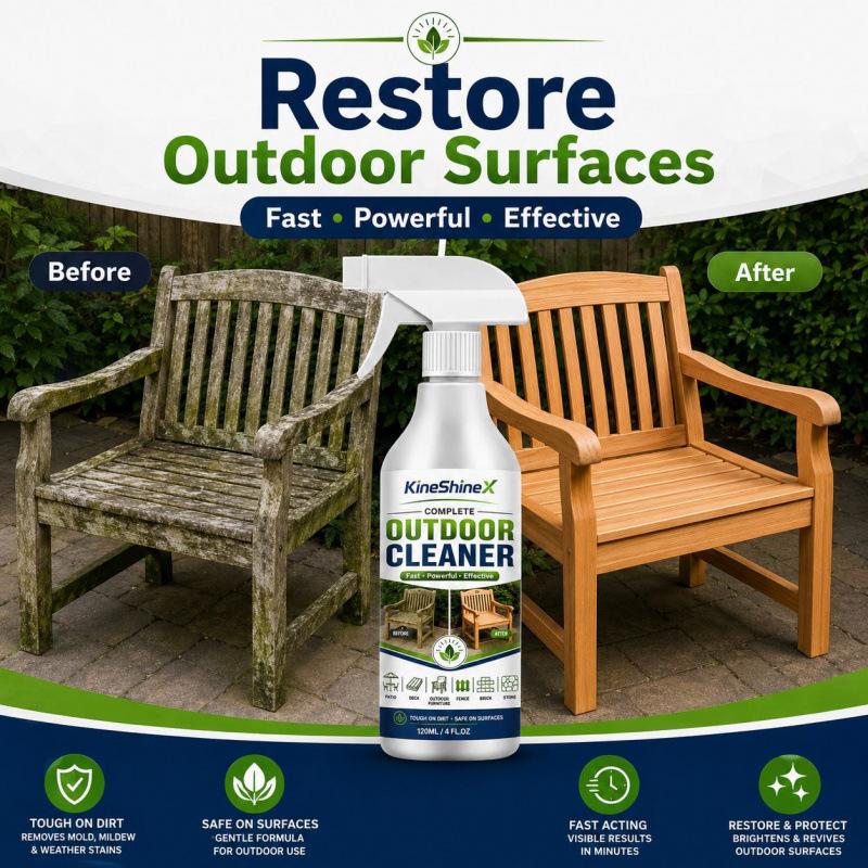 Complete Outdoor Cleaner 120ML - 4-Step Spray, Tough on Dirt, Safe for Patio Deck Furniture & Stone