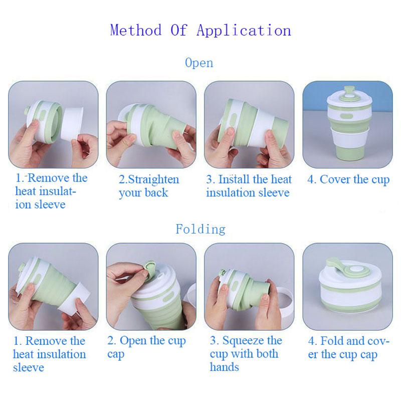 350ml Coffee Mugs Travel Collapsible Silicone Cup Folding Water Cups BPA FREE Food Grade Flask Insulated Travel Insulated Bottle