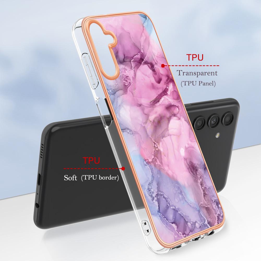 Для Samsung Galaxy A56 5G Чехол из ТПУ Мраморный узор 2,0 мм Гальваническое покрытие Задняя крышка телефона