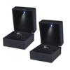 Футляр для кольца CAWKAY, Набор из 2 штук, со светодиодной подсветкой, Футляр для кольца свободного размера, Хранение ювелирных изделий, Идеально подходит для предложений, свадеб, годовщин (Черный, набор из 2 шт.)