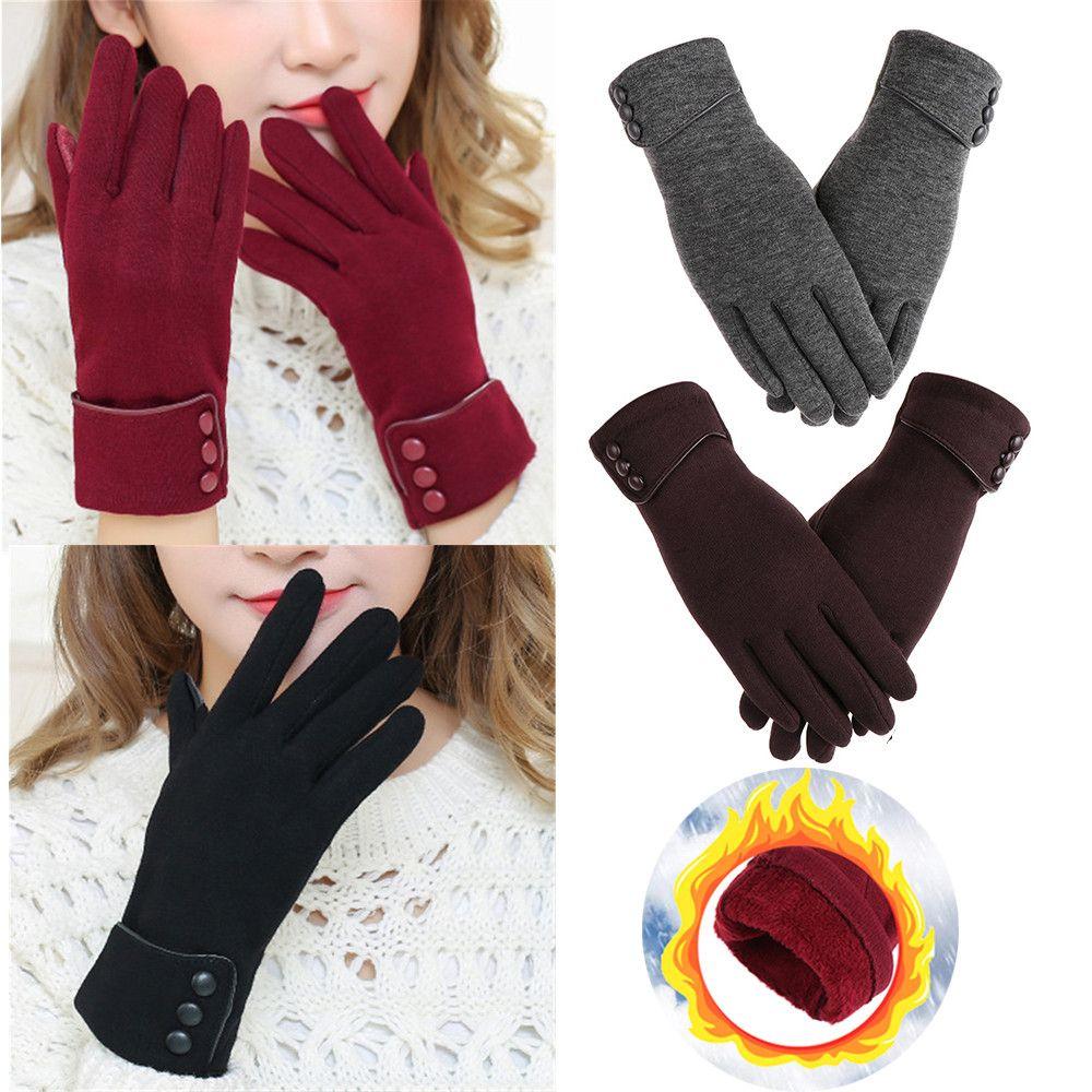 Women Thicken Windproof Skiing Gloves Plus Velvet Touch Screen Gloves Driving Mittens