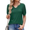 Весна и лето Новый однотонный цветной V-образный вырез кружева пэчворк короткий рукав свободный топ футболка
