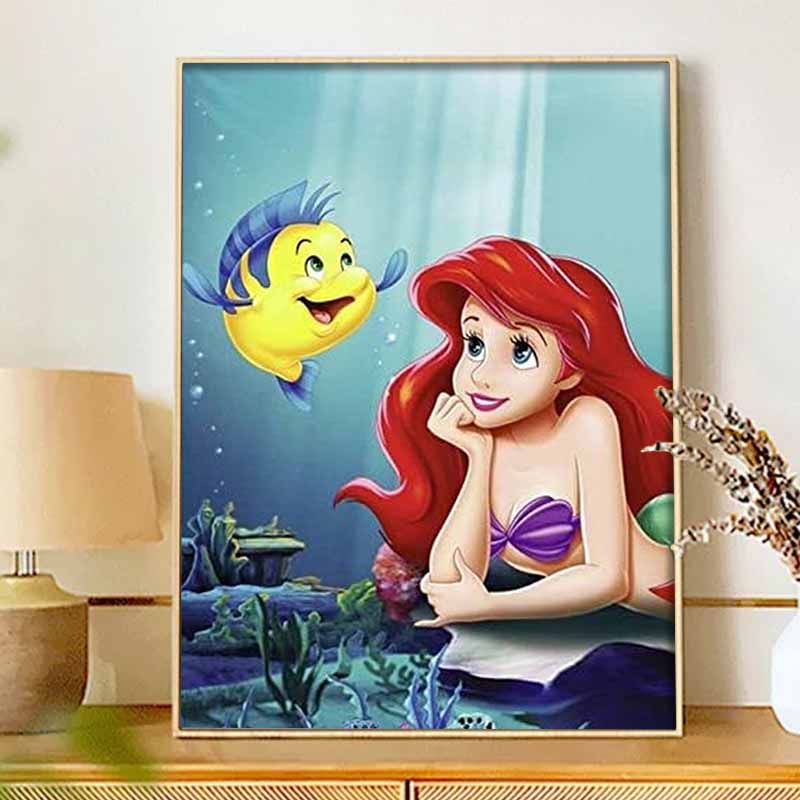 Disney 5D алмазная мозаика, полная бриллиантов, сделай сам, алмазная вышивка, декоративная картина, украшения, гостиная, Ариэль, Русалочка