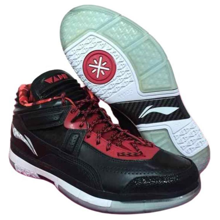 Li Ning WOW 1.5 Нескользящие износостойкие кроссовки для баскетбола средней высоты Мужские Черный Белый Красный ABAH037-2
