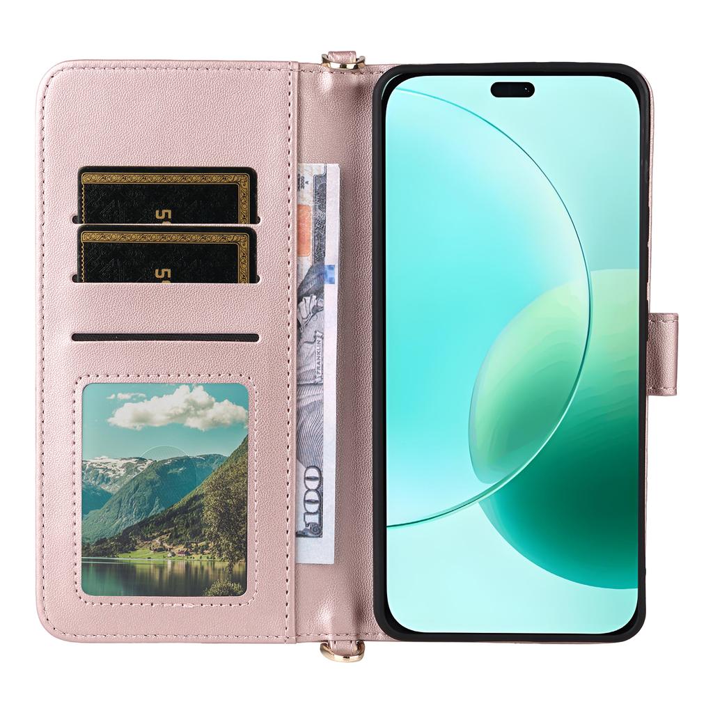 Чехол-кошелек для Honor 400 Lite с плечевым/кистевым ремешком, кожаный чехол для телефона со стендом