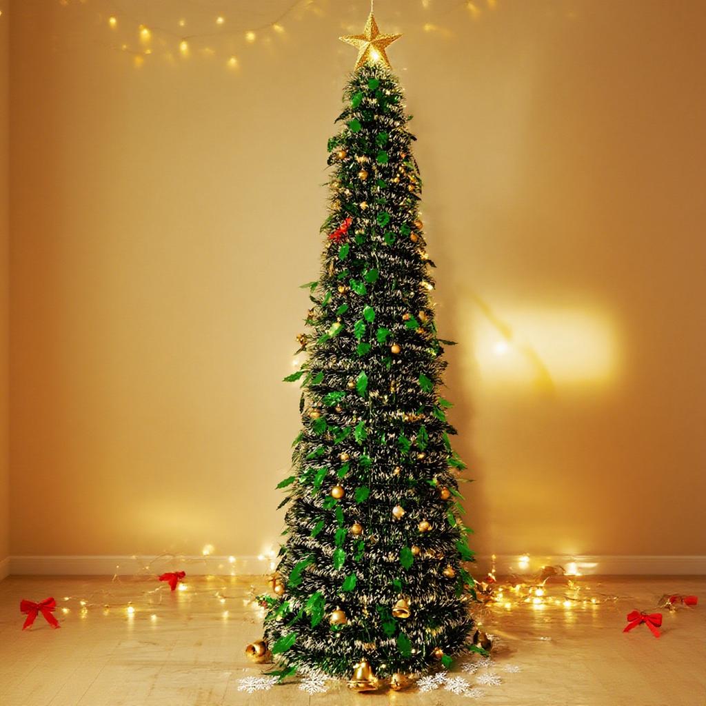 Scalable Christmas Tree With 1.5 Meter Green Leaves, Foldable Woolen Strips, Tree, Spiral Tree, Christmas Decoration Ornament