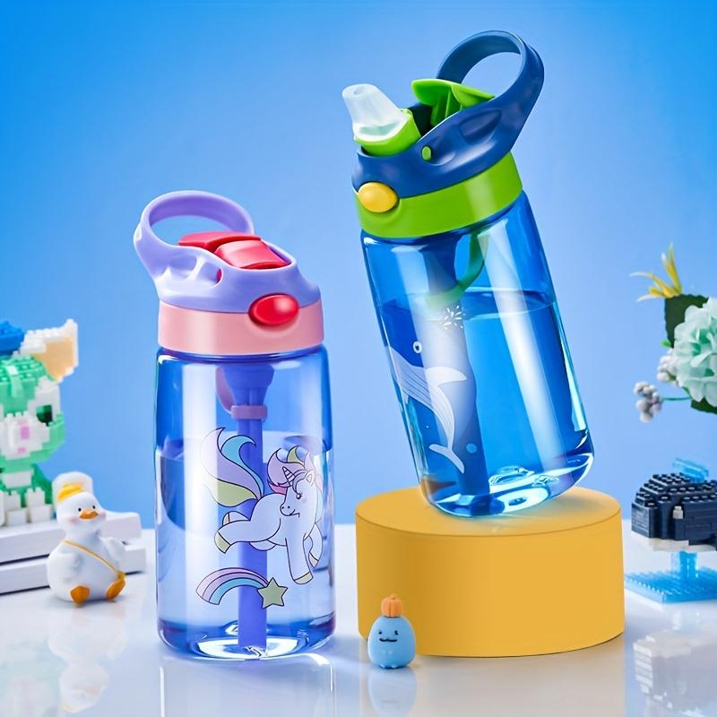 Бутылка для воды для детей с рисунком из мультфильма объемом 480 мл с трубочкой, не содержит BPA, детский чайник для питья, пластиковый портативный прозрачный, для школьных путешествий, милый стаканчик