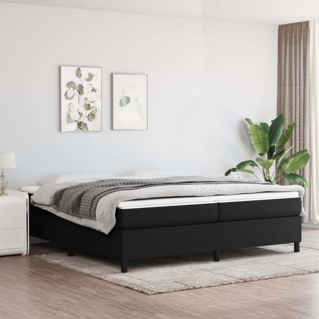 Box Spring Bed with Mattress Black 200x200 cm Fabric