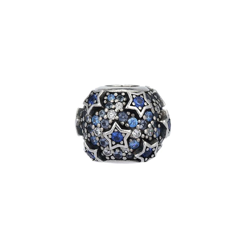 Pandora Star Embossed Pavé Pavé Charm 925 Silver Pendant Women's 798467C01
