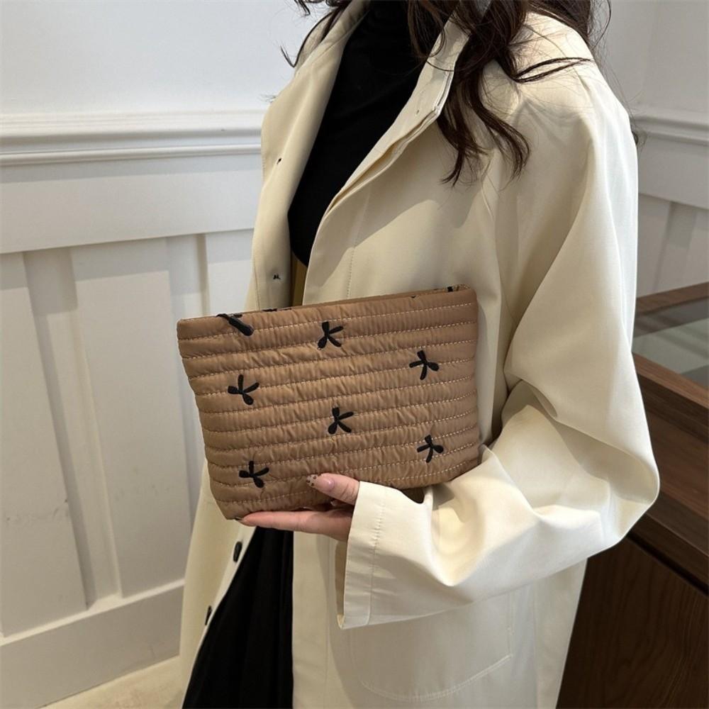 Multi-functional Bow Cosmetic Bag Embroidery Sanitary Napkin Storage Bag Sweet Toiletry Bag Women