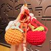 Handmade Crocheted Persimmon Keychain, "Good Things Happen" Lucky Charm,Lucky Persimmon Peanut Keyring, Hand-Knitted Fruit Pendant with Wish Tag