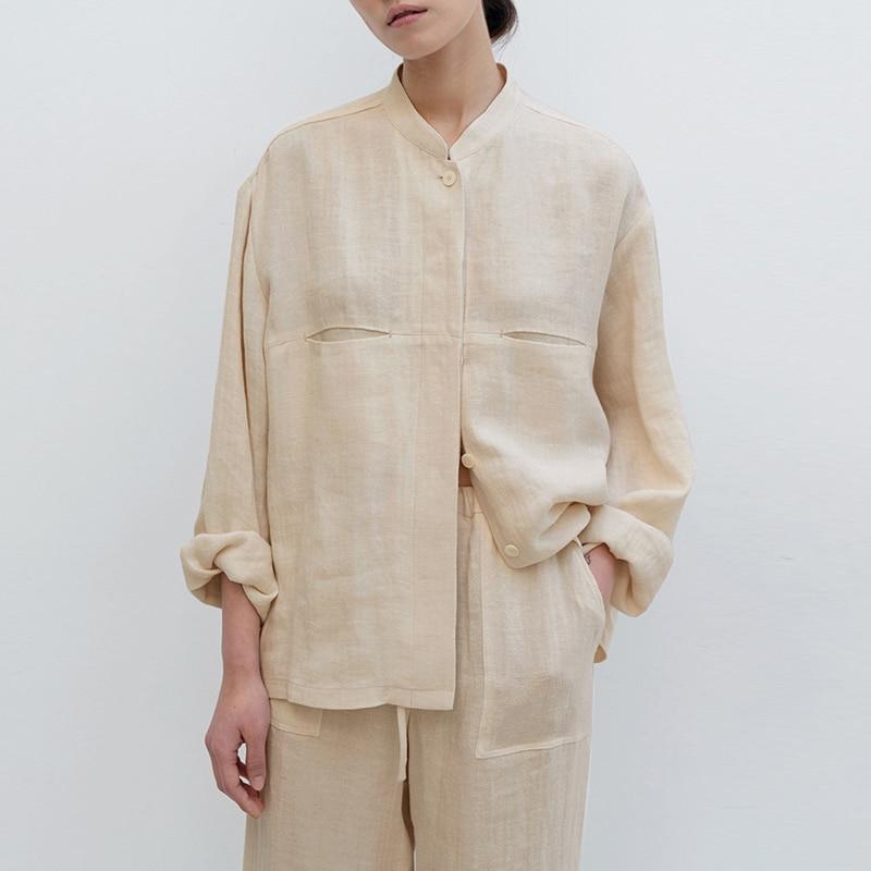 Johnature Японские льняные женские рубашки, весенние свободные однотонные простые однобортные универсальные женские топы