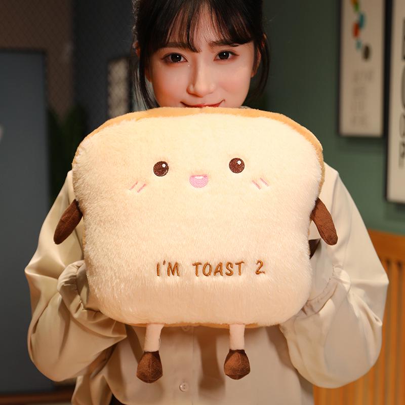Creative Toast Hand Warmer Cushion – Cute, Skin-Friendly, Soft, and Cozy Pillow with Hand Inserts
