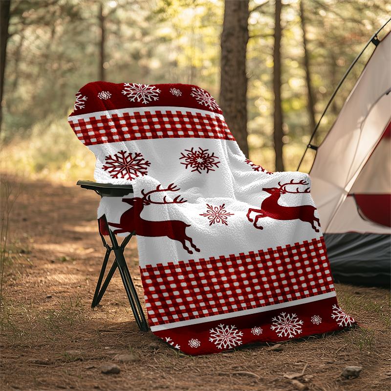 Christmas reindeer Theme Printed Blanket - Perfect for Couch, Bed, Travel & Outdoor Use | Machine Washable, Cozy & Durable.