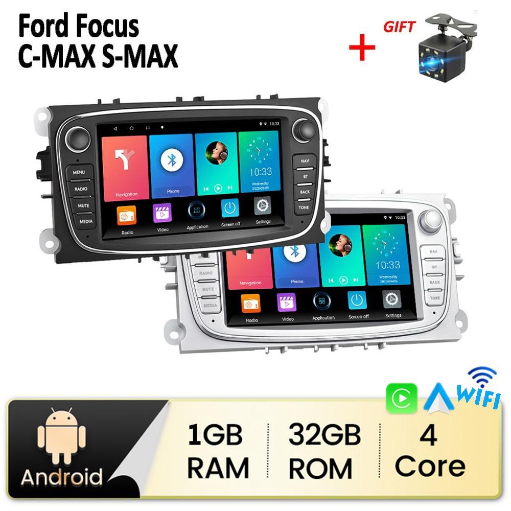 Android Авто Радио Автомобильный Мультимедийный Видеоплеер 2 DIN Для Ford Focus Mondeo C-MAX S-MAX Galaxy II Kuga 7 "HD Экран MirrorLink GPS 1 + 32 ГБ
