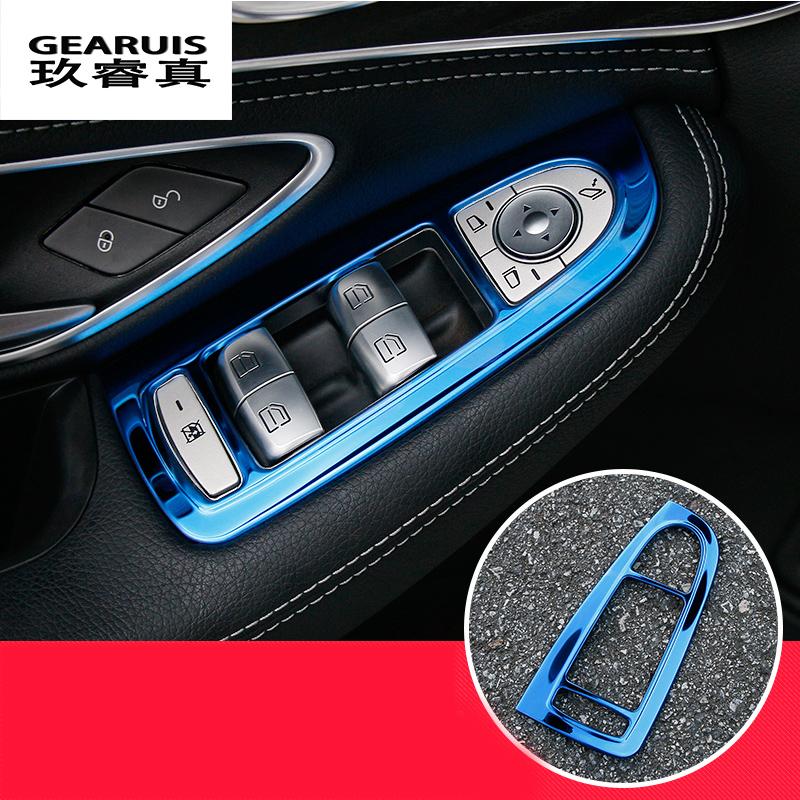 Автомобильный Стайлинг, кнопки переключателя управления окном, украшение рамки, наклейки из нержавеющей стали, чехол для Mercedes Benz C Class W205 GLC