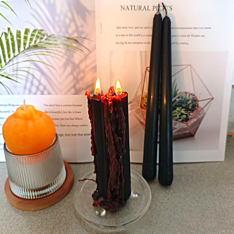 2Pcs Tomb Decoration Long Candle Halloween Candles Smokeless Candles Halloween Decoration Burning Bloody Candle Paraffin Wax