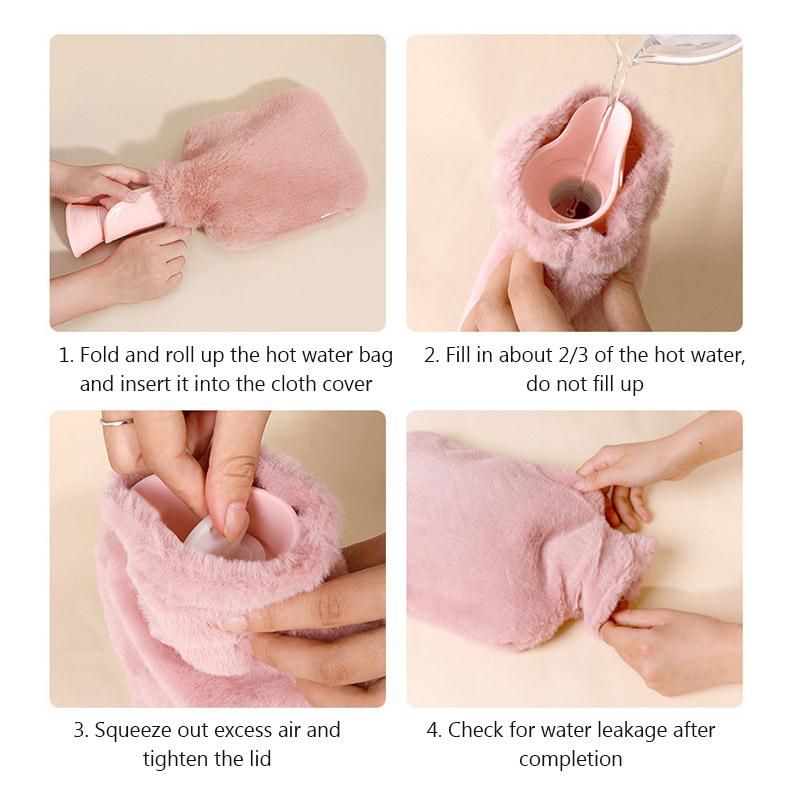 Утолщенная плюшевая грелка 2000 мл ПВХ высокой плотности теплые бутылки грелка для рук кувшин для горячей воды для горячих компрессов менструальные боли