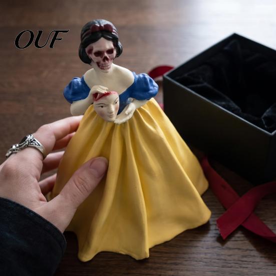 Gothic Housewarming Gift Halloween Fairy Princess Skeleton Figurine, Spooky Skull Tale Goth Aesthetic Collectibles Figure Statue for Home Bookshelf