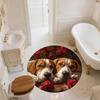 Beagle and flowers pattern round rug,Carpet Rug for Living Room Bedroom  Playroom ,Non-slip Floor Mat,Holiday Gifts and Birthday Gifts.