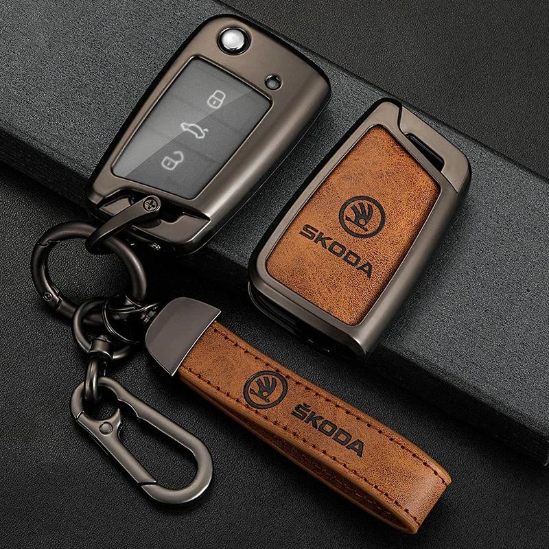 Car Sticker 2025 New Car Flip Remote Key Fob Case Cover Protector Shell For Skoda Octavia A5 A7 Fabia Superb Kodiaq Karoq Auto K