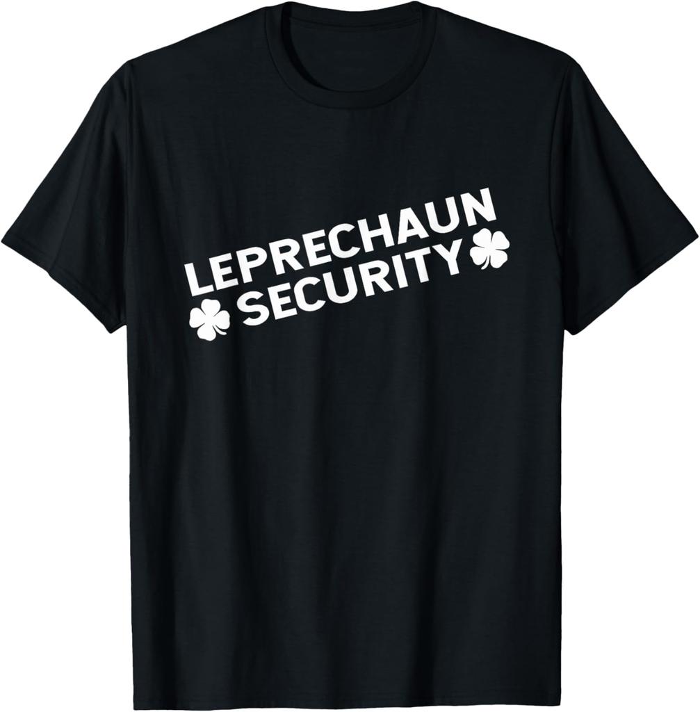 Leprechaun Security Funny St Patricks Day Graphic Tee Breathable Short Sleeve T-Shirt for Men
