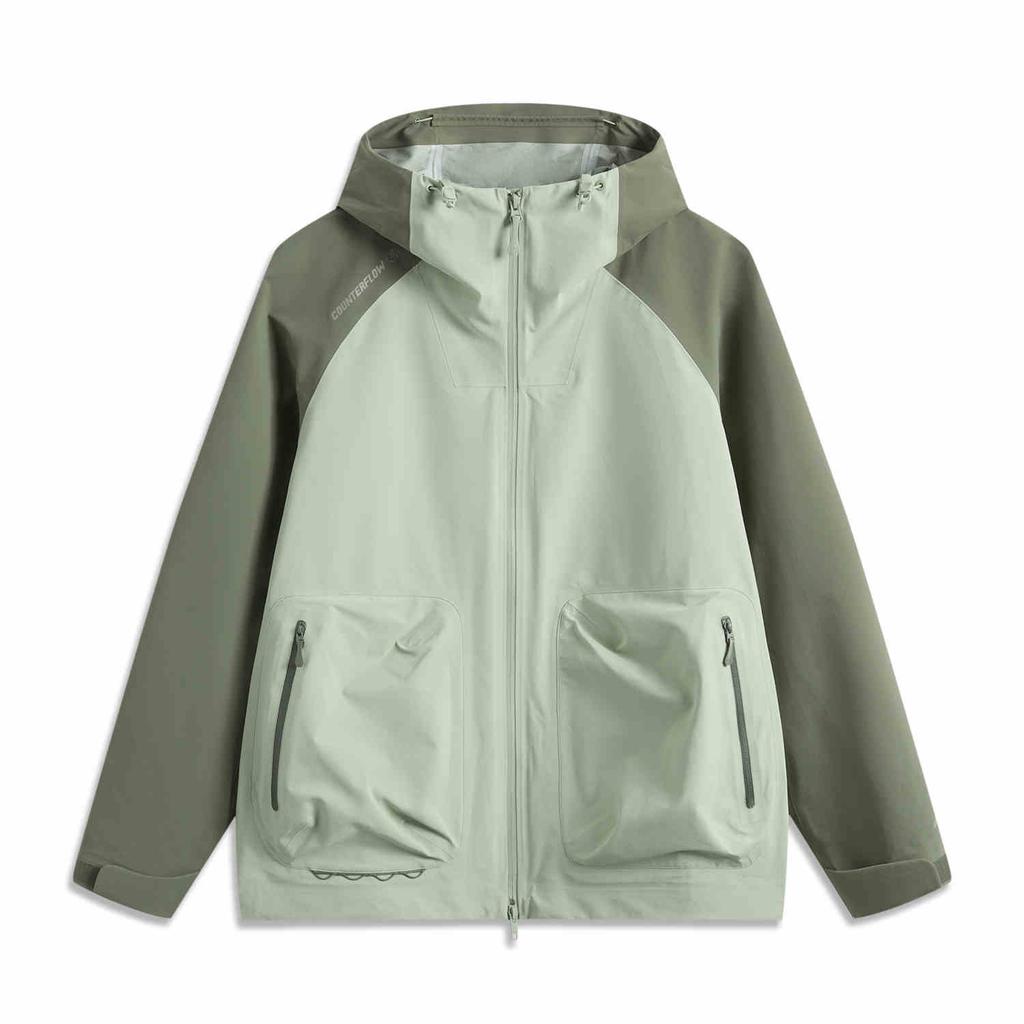 Li Ning CF Su Wan Long Jia Series Color Block Hooded Letter Zipper Long Sleeve Windbreaker Unisex Outerwear Green AEMU041-2